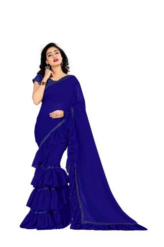 ruffle saree blue