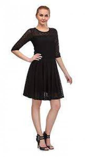 Plain Black One Piece Dress by Royal Fab Tex