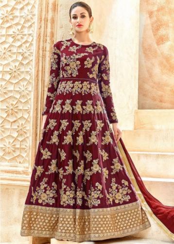 Hevay anarkali gown maroon1