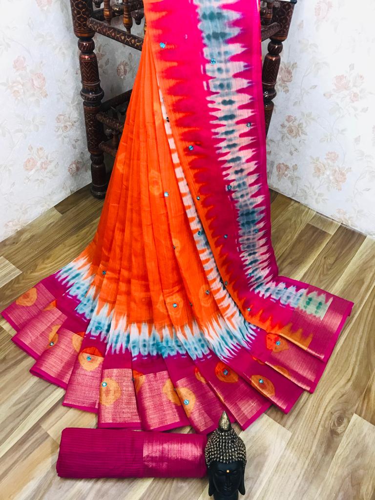 keval textile Soft Cotton Sarees