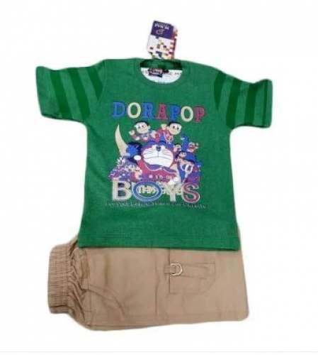 M Saz Boys Green T Shirt with Shorts by M Saz Kids Wear