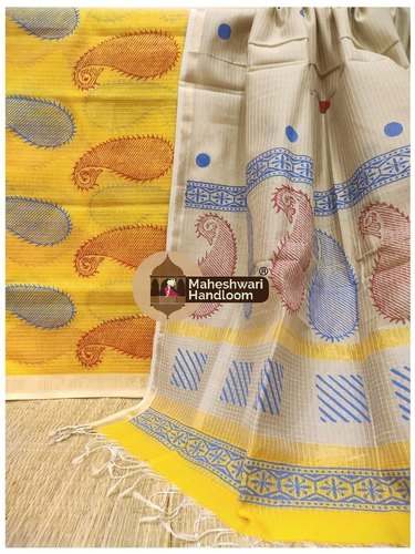 Hand Block Printed Maheshwari Salwar Suit  by Maheshwari Handloom Works