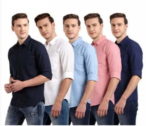 Mens Linen Cotton Plain Shirt by Trendzz