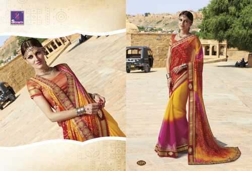 Fancy Royal Bandhej Saree by Glace