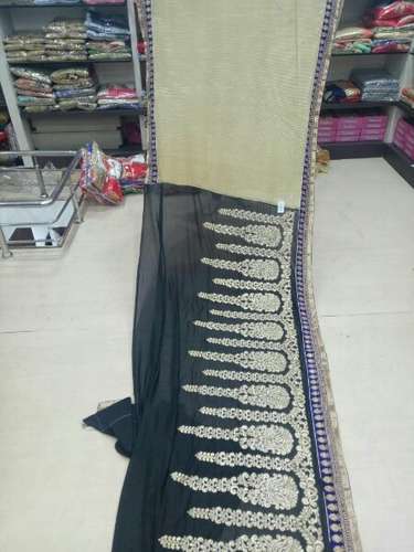 Black Party wear Designer saree by Roshan Textiles