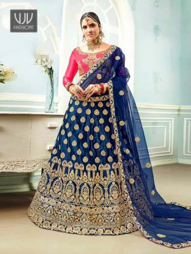 Designer Blue Embroidered lehenga Choli by VJV Fashion