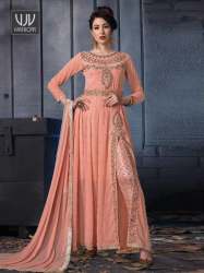 Designer wear Front slit Embroidered Suit