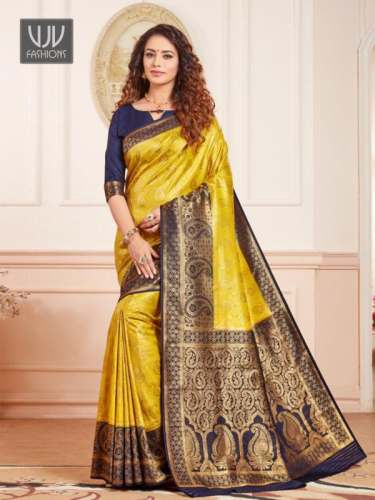Designer Yellow weaving silk saree