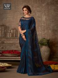 Party wear black and blue embroiderd saree