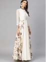 Off White Brown Printed Inddus Brand Long Kurti thumb 3