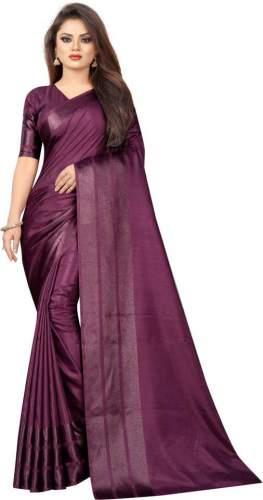 Buy Art Silk Plain Saree By VD Enterprise by VD Enterprise