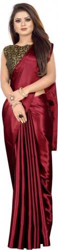 Buy Plain Silk Blend Saree By VD Enterprise by VD Enterprise