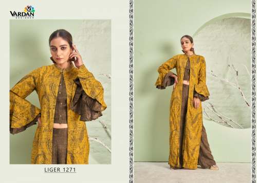 Vardan Liger 1271 Fancy Indo Western Top Bottom With Jacket  by Vardan Designer