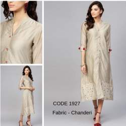 Bottom Printed Chanderi Kurtis