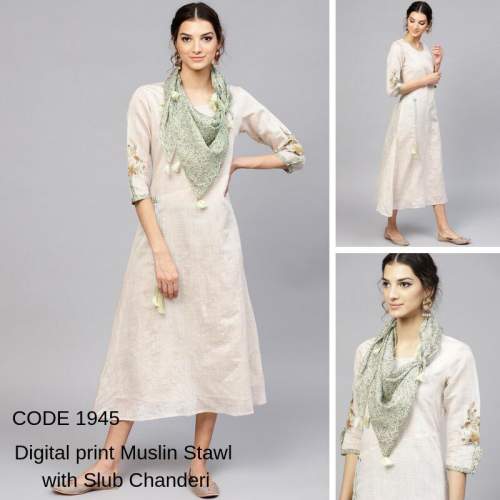 Digital Muslin Stawl Kurti