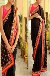 Black Embroidery Saree LT-43