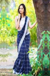 Fancy Checks Design Cotton saree