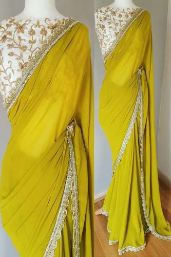 Mehendi Embroidered Georgette Saree