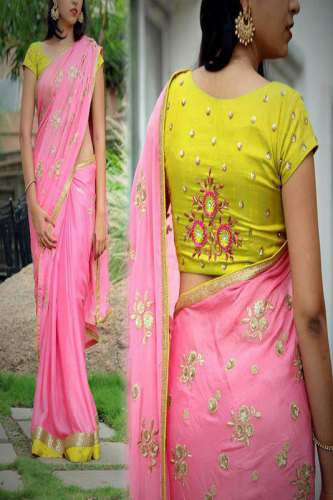 Paper Silk Pink Saree LT-34