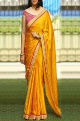 Partywear Embroidered Paper Silk Saree