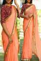 peach-colored-partywear-embroidered-chiffon-saree