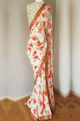 Stylish Red White Saree LT-26