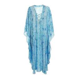 Sky Blue Printed Kaftan Dress