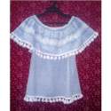 ladies-blue-yarn-dyed-pom-pom-top