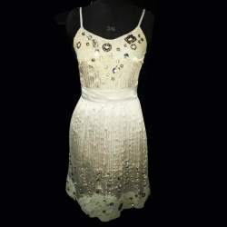 Ladies Designer Pearl White Dress