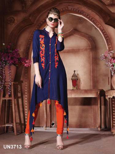 Blue Stylish Kurti by Mahalaxmi Silk Mills