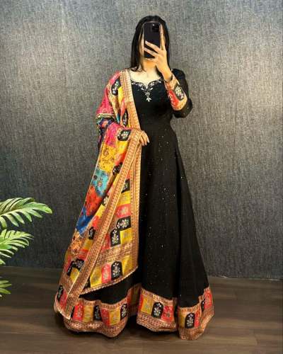 Beautiful Gown With Embroidery Gown  by Dhaarmi Fashion