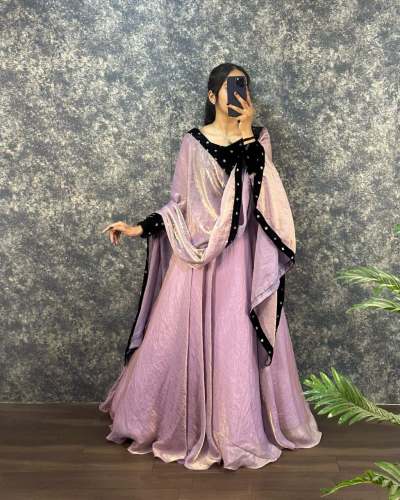 Fendy Silk With Velvet Sequence Work Gown by Dhaarmi Fashion
