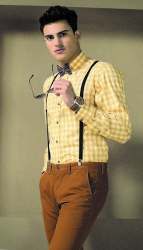 checks print yellow shirt