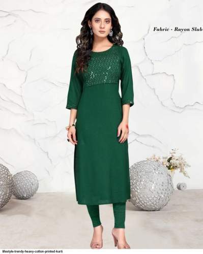 Trendy Heavy Cotton Printed Kurtis by Lifestyle  by Lifestyle Sarees