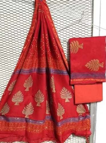 Chanderi Silk Hand Block Printed Dress Material  by Aala Creations