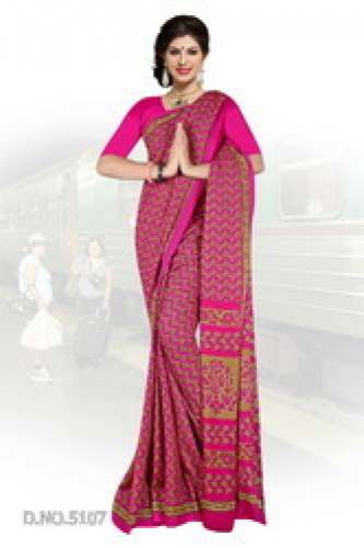 Ladies Pink Georgette Uniform Sarees