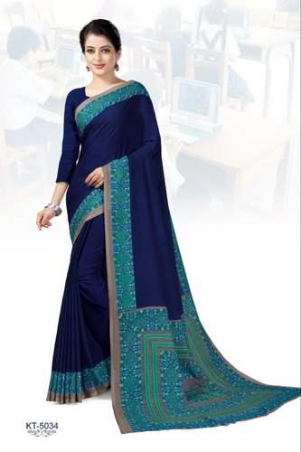 Designer Crepe Plain Uniform Saree by Satish Silk Mills