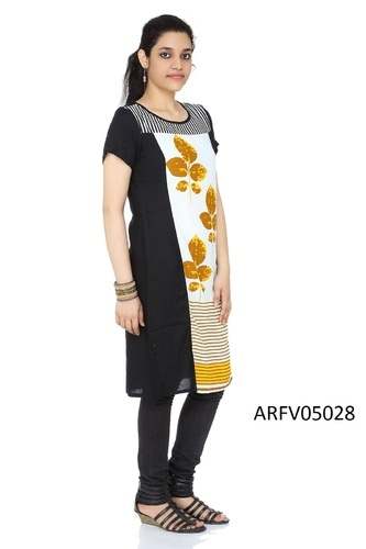 Fancy Black printed Cotton Kurti 