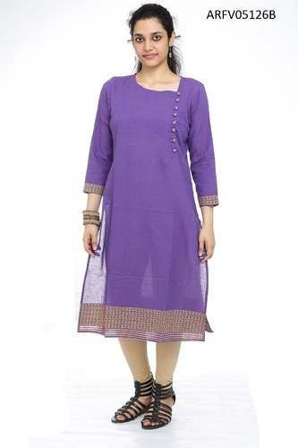 Long Plain Purple Color Kurti 