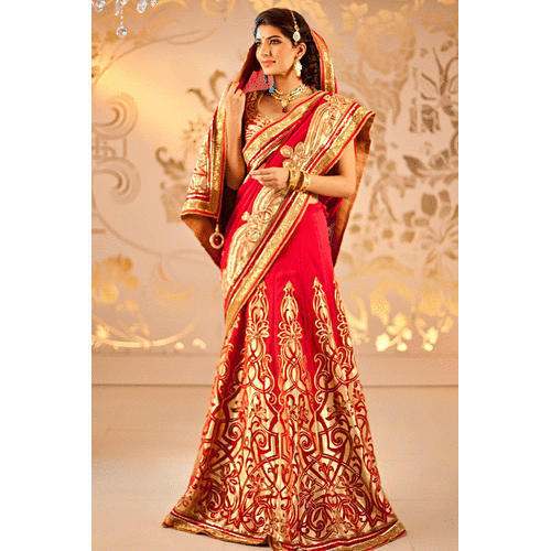 Blood Red Embroidered Bridal Saree