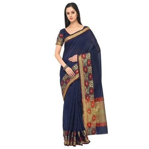 Navu Blue South cotton saree by Vigneswara Silks