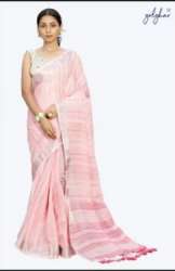 Formal Wear Pink Linen Handloom Saree