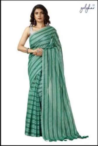 Striped Design Green Chanderi Saree  by G N Bros Sarees Pvt Ltd