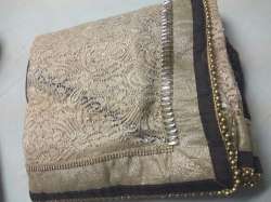 Fancy Cream Color Bridal Wedding Saree