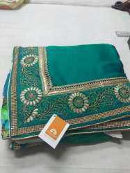 Fancy Designer Embroidered Blue Saree