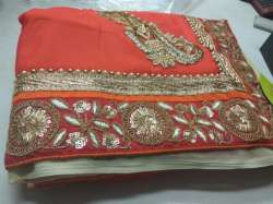 Fancy Embroidered Saree with Sequence work