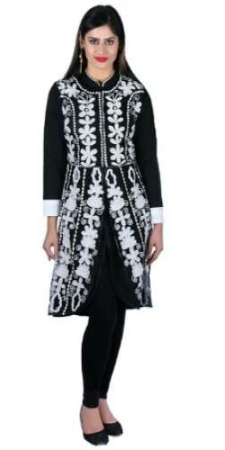 Fancy Black Kurti With Embroidery Work