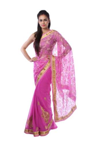 PinK Georgette Party Wear Saree by Anjali Boutique