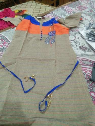 Designer Khaki Color Kurti by Agarwal Handloom