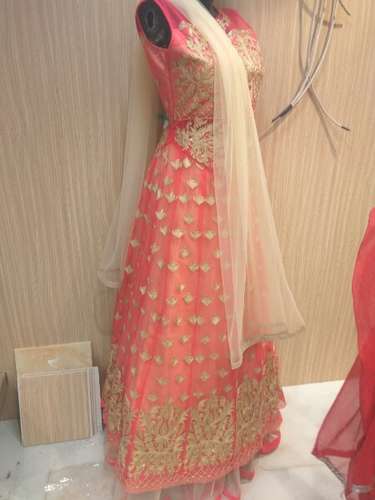 Fancy Embroidery Peach Ready Made Suit 